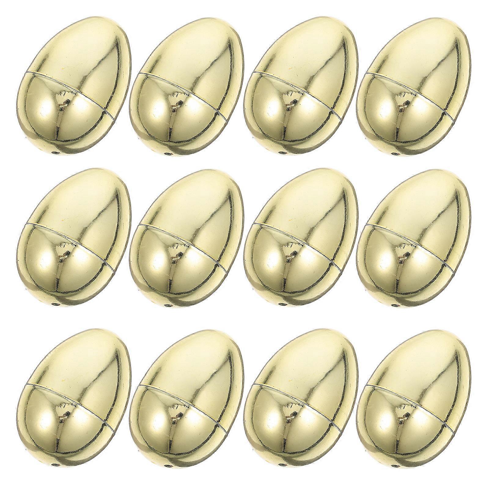 Plastic Golden Easter Eggs Fillable Decoration 12Pcs for Easter Party