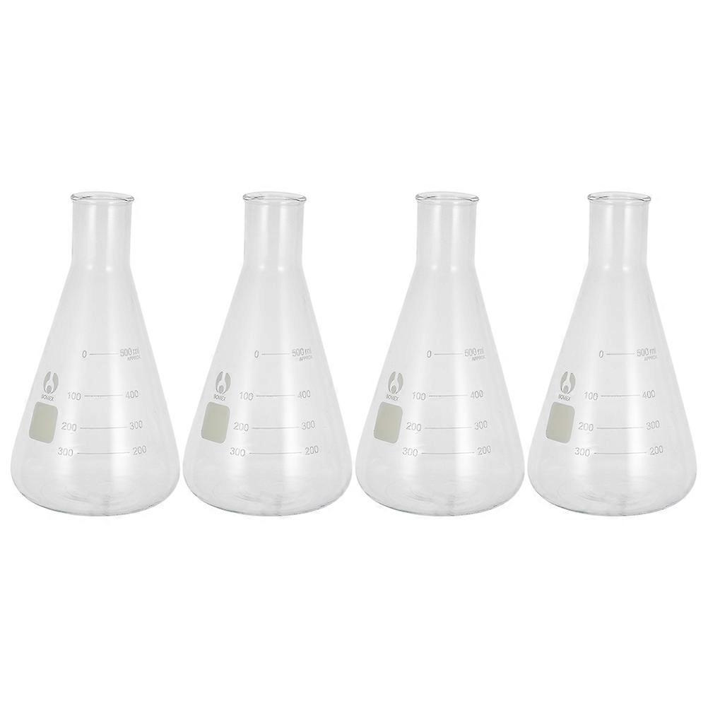 High Borosilicate Glass Flask for School Experiment 4Pcs Conical Triangular Glass Flask