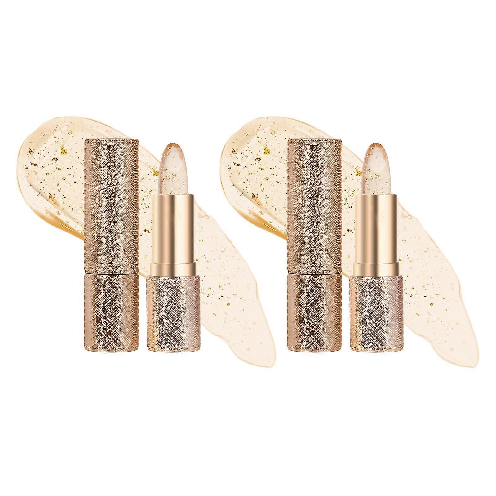 Color Changing Transferproof Lipstick with Gold Shimmer, Temperature Activated, Moisturizing 2pcs
