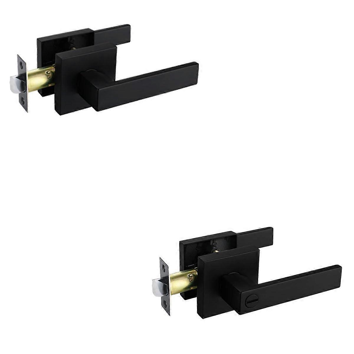 Privacy Door Lever Handle with Thumbturn Lock, Emergency Unlock, AdjustableBackset, Reversible Install