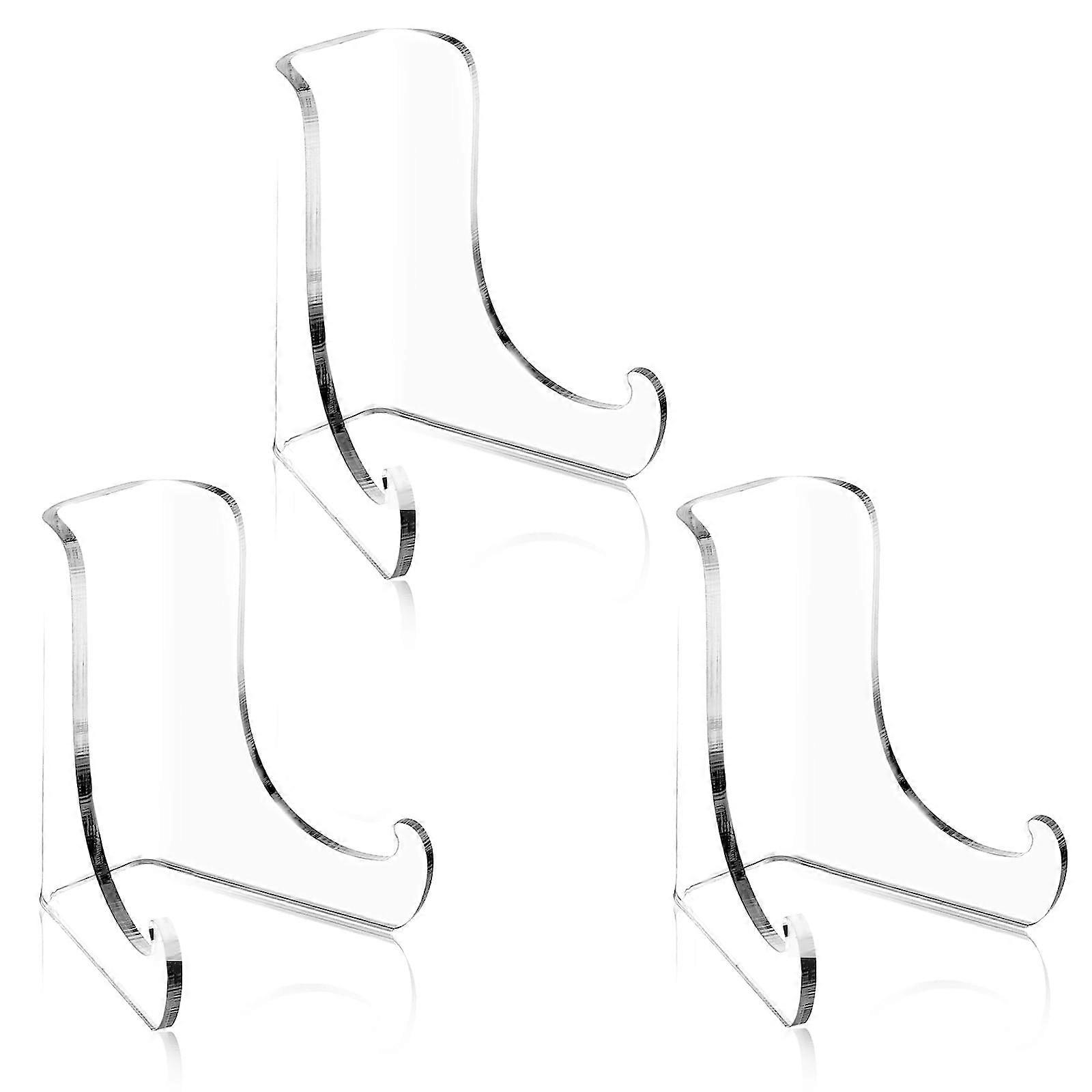 3 PCS Acrylic Plate Stand 3 Inch Clear Display Easel with Stable Triangular Structure for Photos