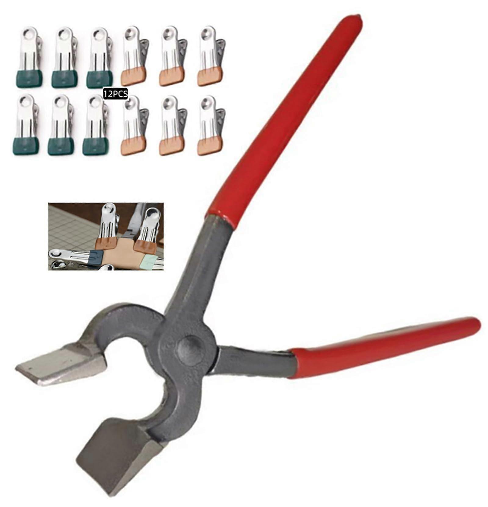 Leathercraft Pliers with Ergonomic Rubber Grip, Precision Edge Clamp for Bags, Belts, and Wallets, 12pcs Set