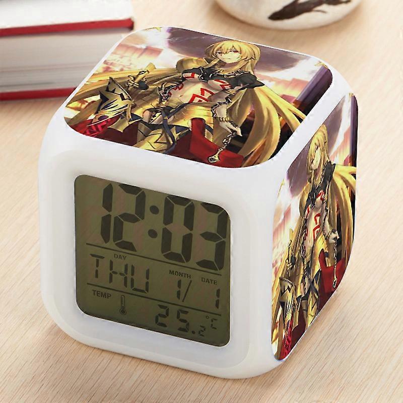 Fate/Grand Order Japanese anime peripheral LED seven-color changing square clock creative desktop silent alarm clock