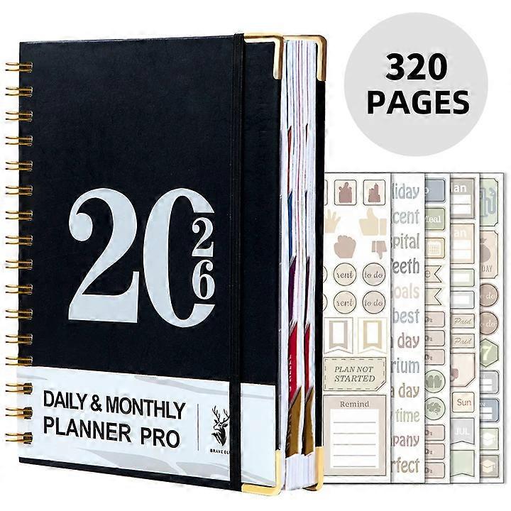 2026 Planner-320Pages-A Weekly And Monthly Organizer for 365 Days, Enjoyable And with Stickers, Featuring Double-Seam Binding