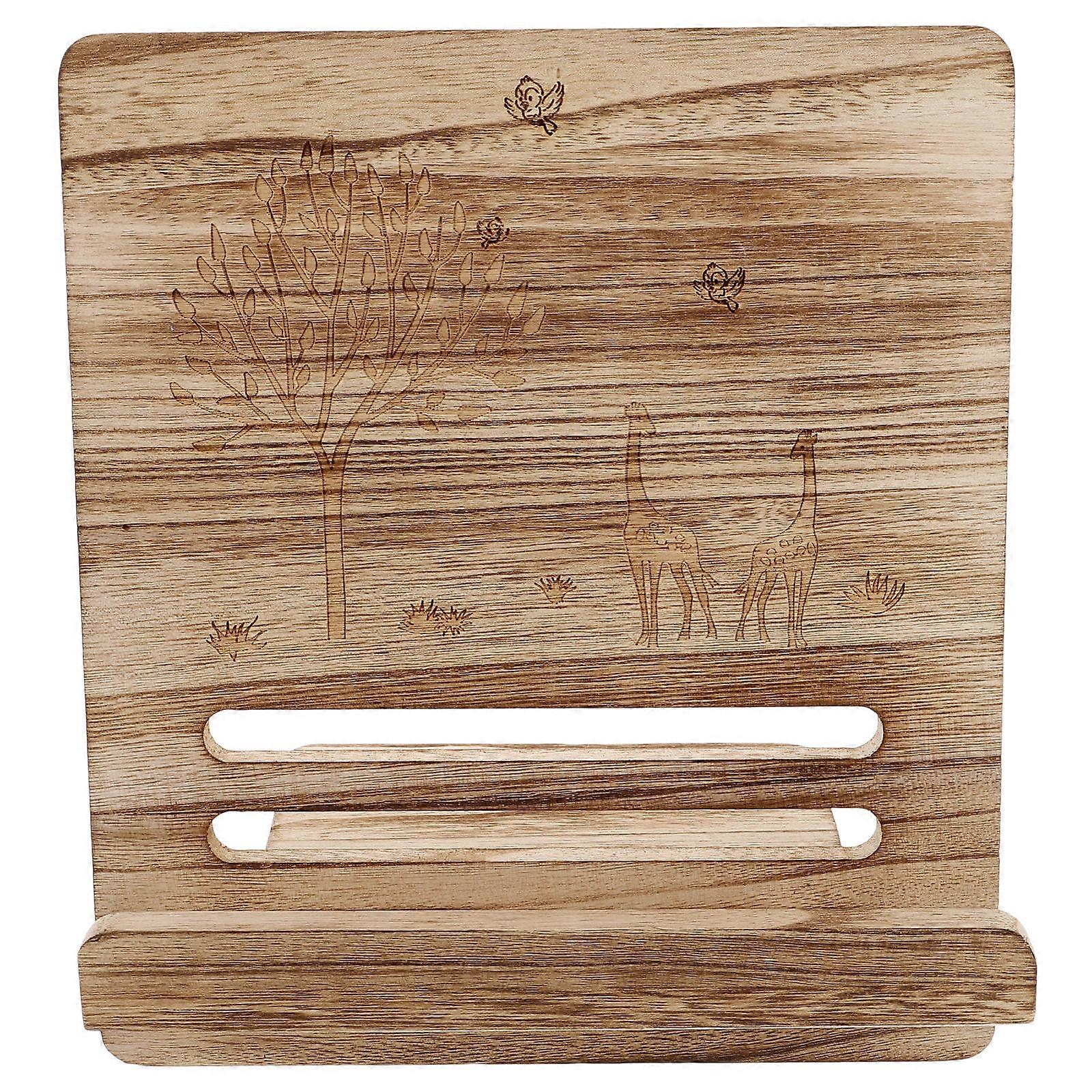 Brown Wood Music Stand for Reading with Adjustable Angle Desktop