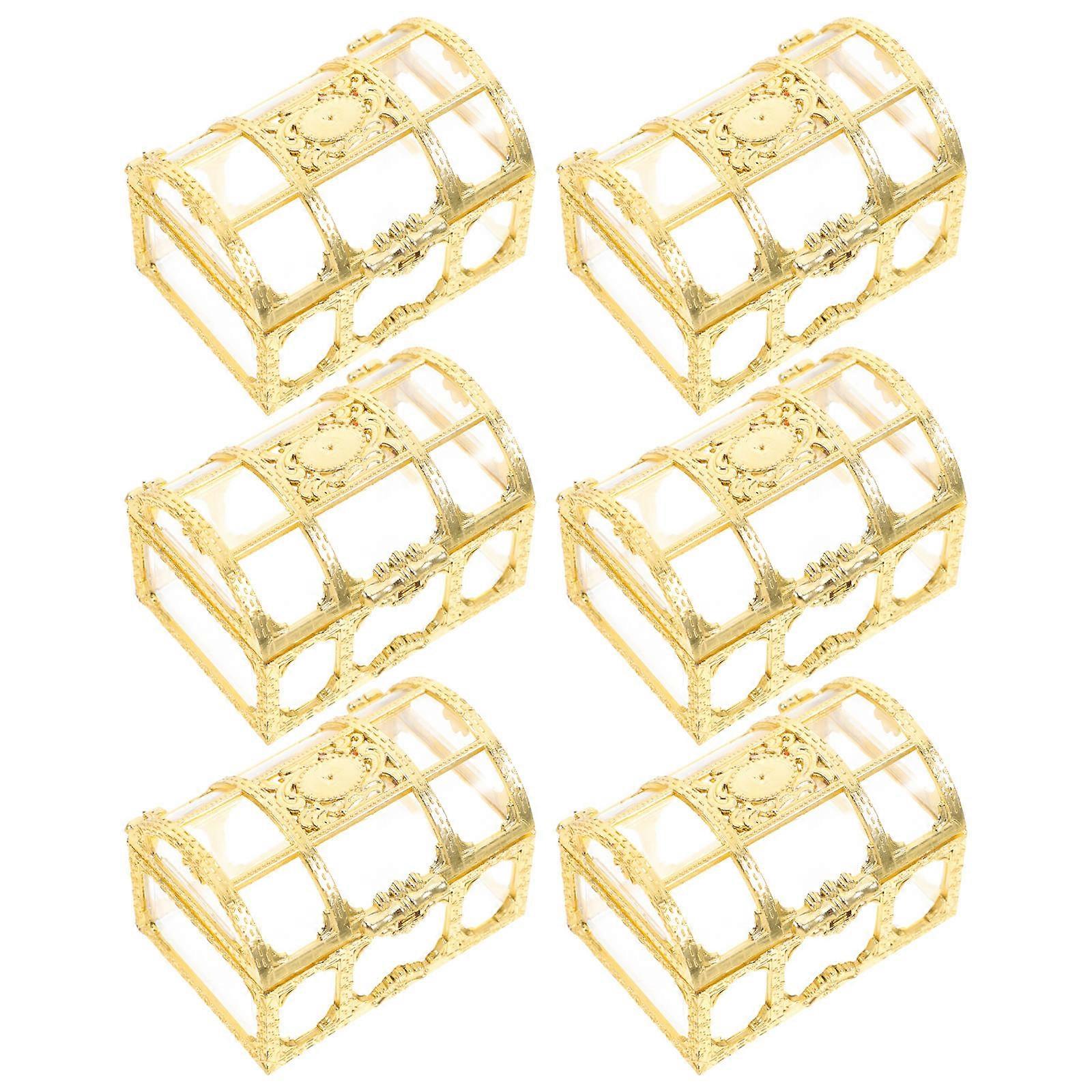 Golden Candy Packaging Box for Storage Use 6Pcs Treasure Chest Sweets