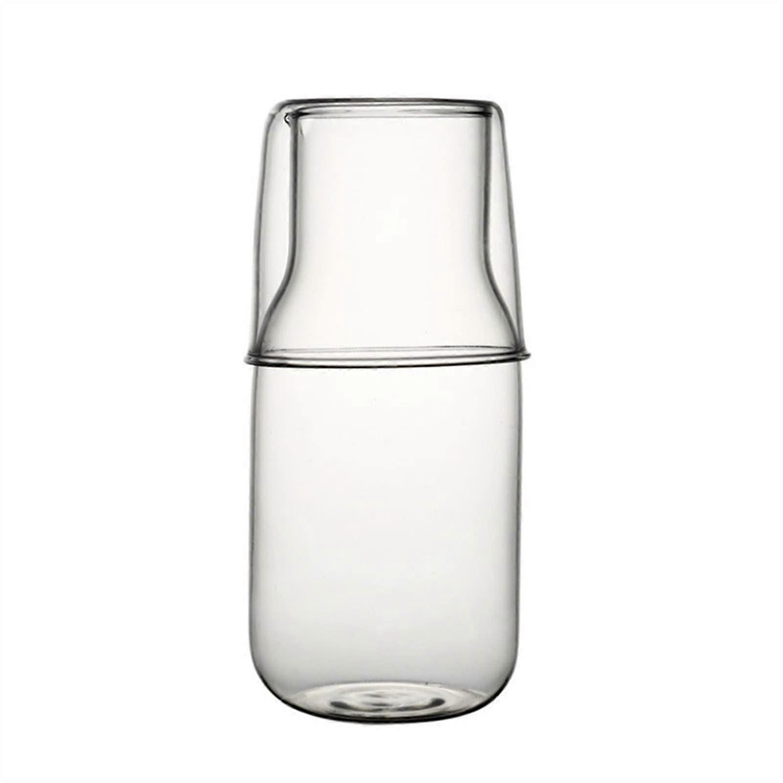 Glass Water Pitcher with Lid and Stackable Cups, HeatResistant for Hot or Cold Drinks