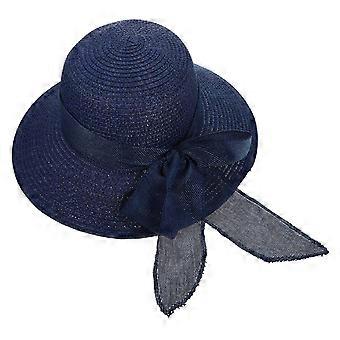 Bowknot Sun Protection Cap Blue Straw Hat for Decoration 1Pcs Summer Hat