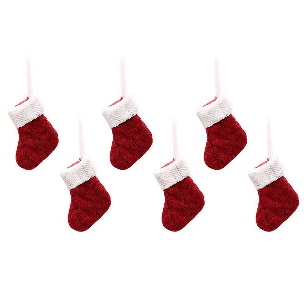 Knit Christmas Tableware Pocket Red Cutlery Holder for 6Pcs
