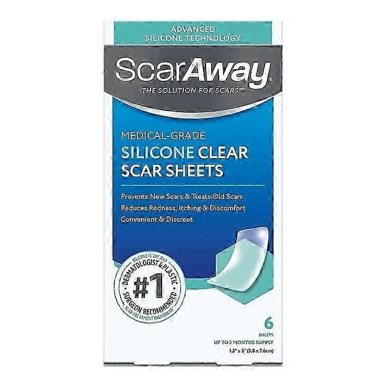 ScarAway Advanced Clear Silicone Scar Sheets, White, 6 count