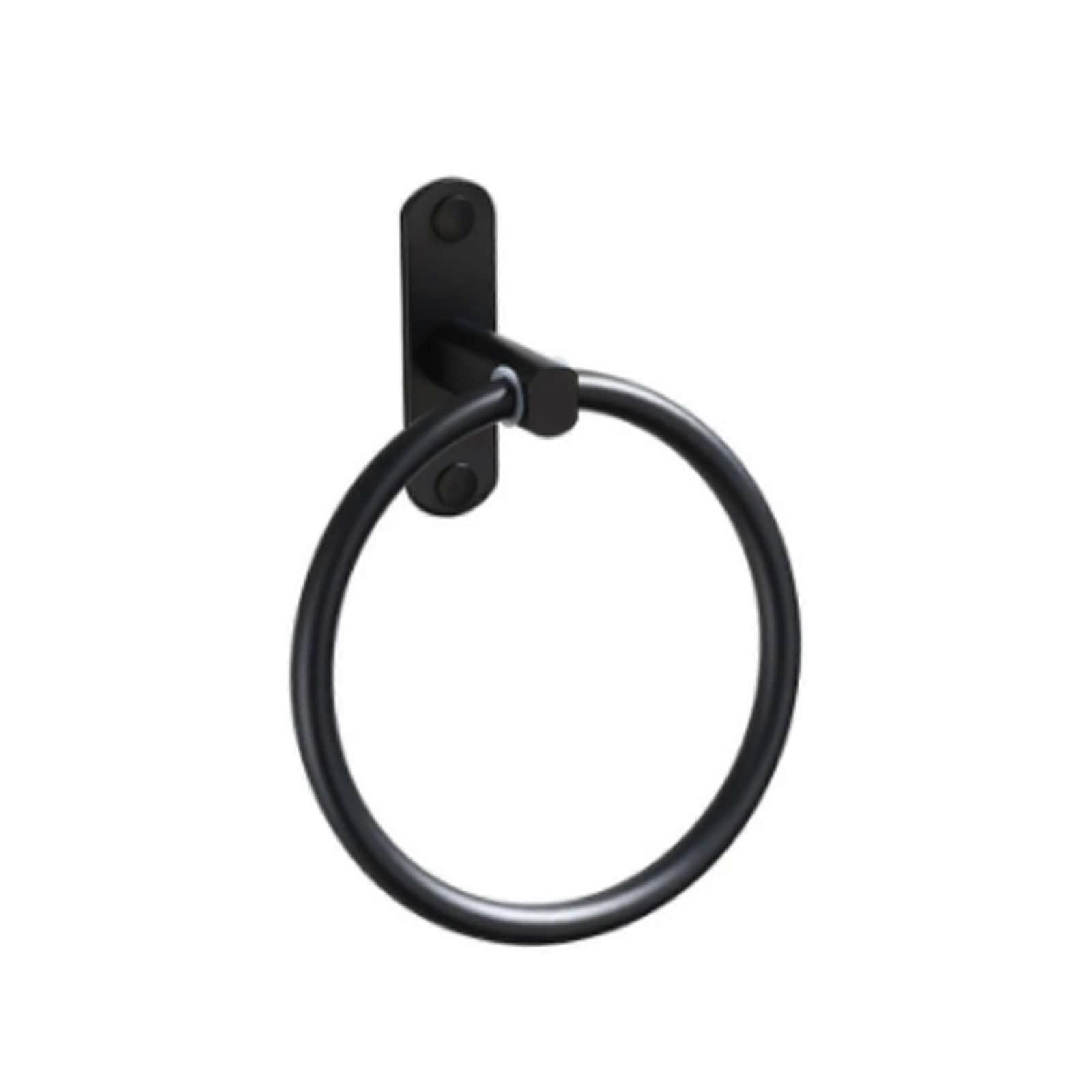 Black Aluminum Wall Mounted Towel Ring Rustproof Bathroom Holder Round Bath Rack