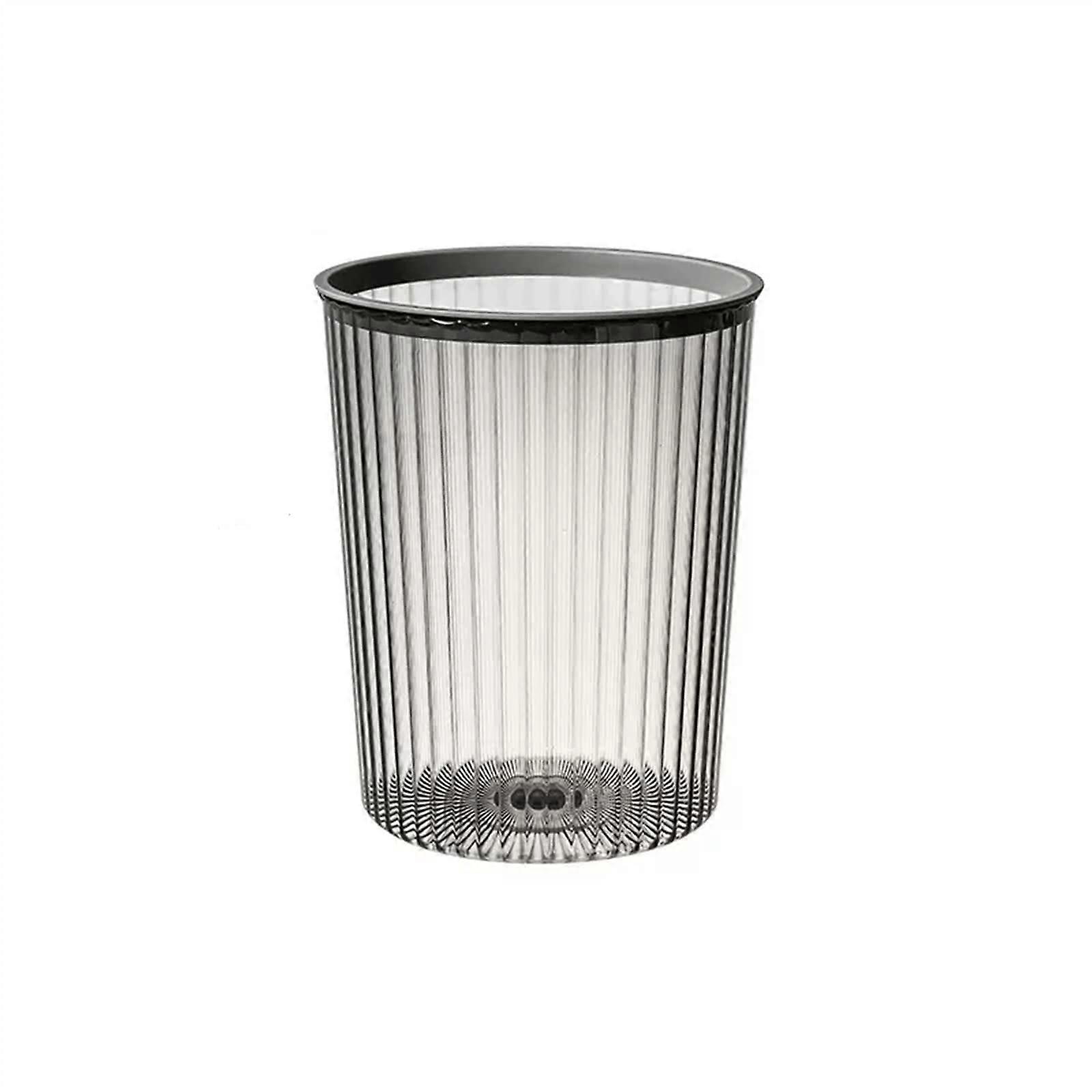 Lidless Plastic Trash Can with Large Opening and Bag Ring for Kitchen or Office, Small Grey