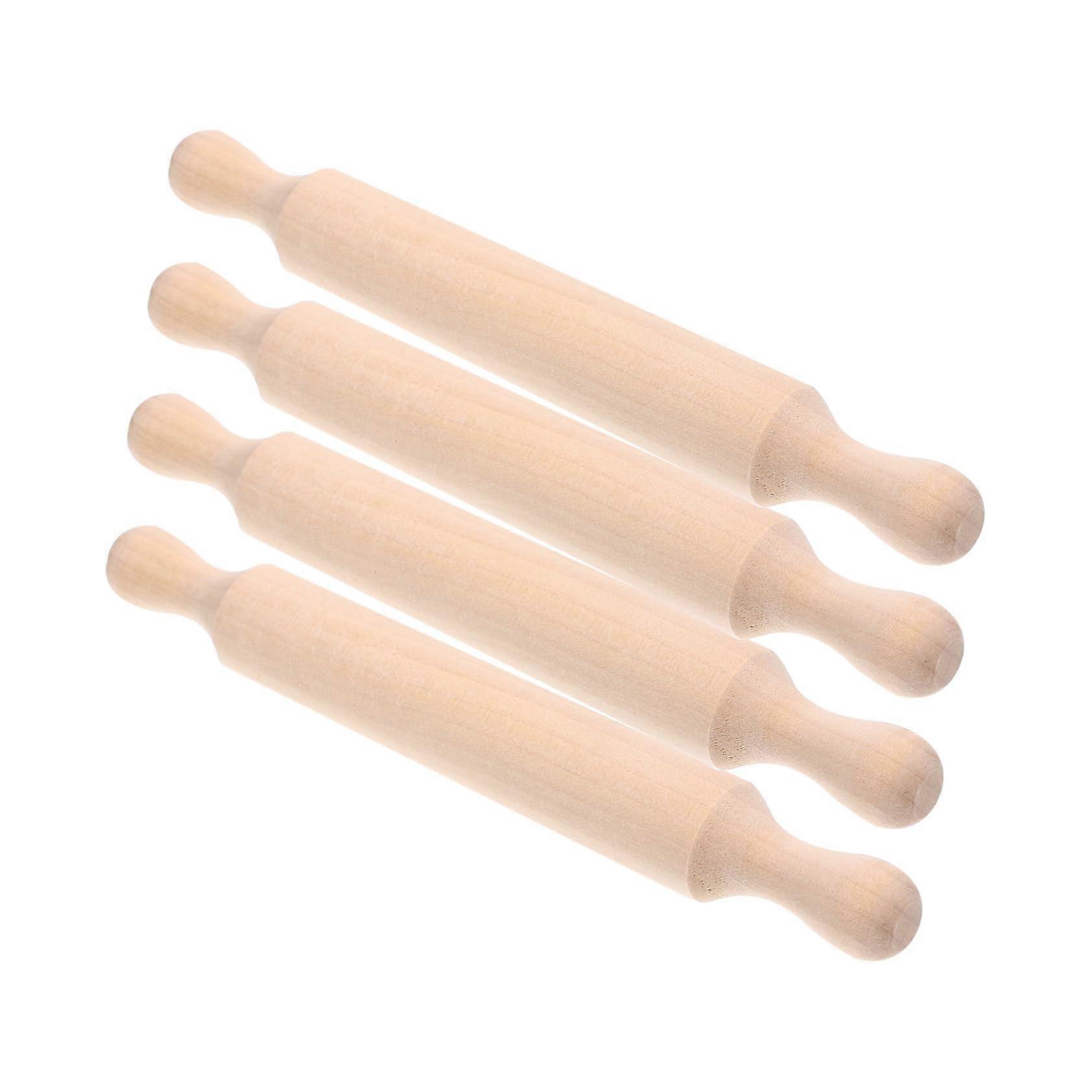 4pcs Mini Wooden Rolling Pin NonStick Dough Roller for Baking Pastry Pizza with Smooth Surface