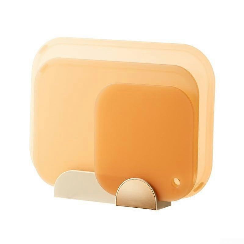 Plastic Cutting Board Set with NonSlip Holder, Three Sizes Color Coded for Kitchen  Orange