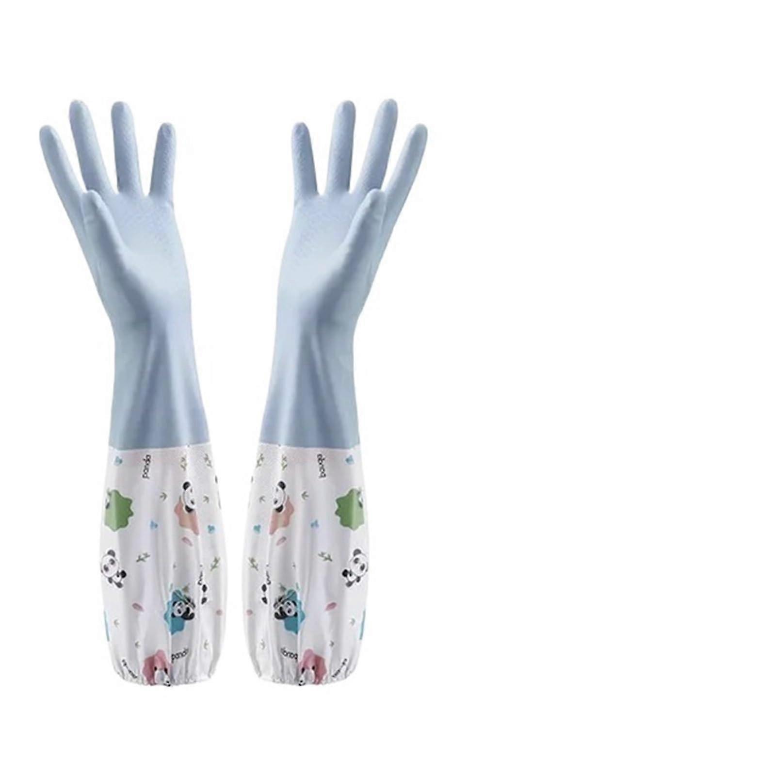Rubber Cleaning Gloves Waterproof Reusable Kitchen Dishwashing Laundry Thickened Blue