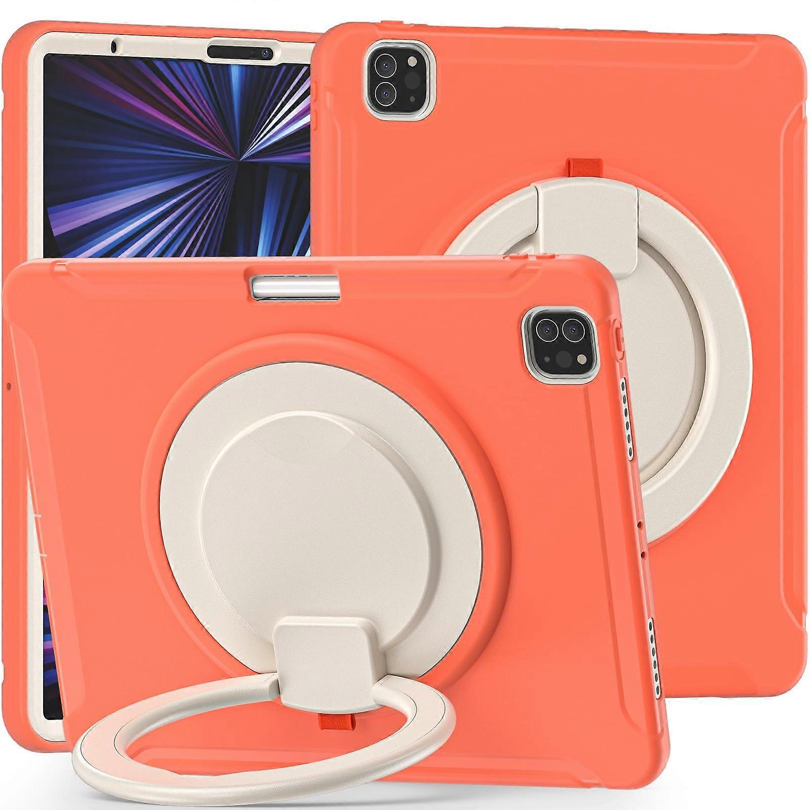 Shockproof Case with 360° Rotating Stand KidFriendly Protective Cover Orange for iPad Pro 12.9 2021