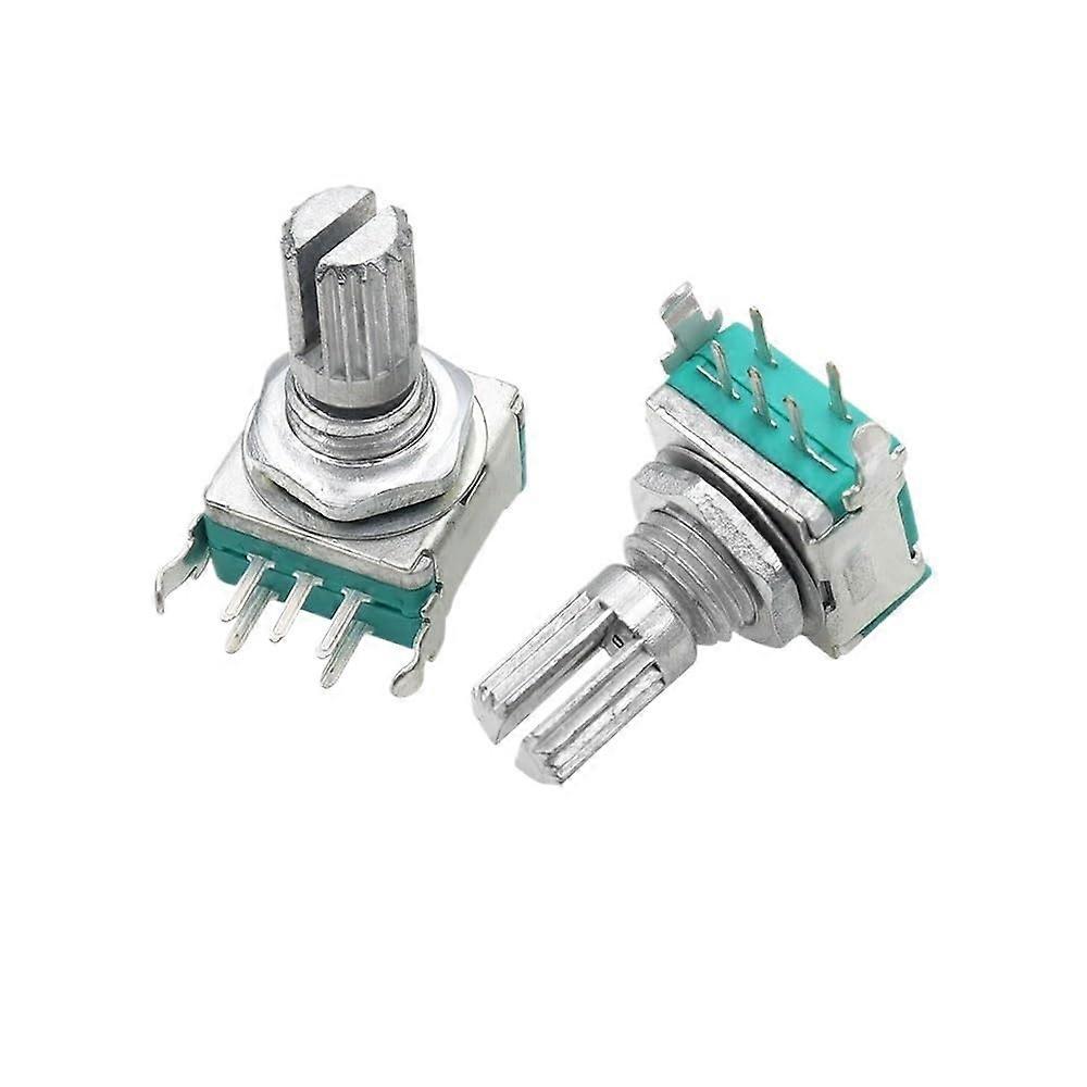 EC11 Rotary Encoder with Push Button 360° Digital Potentiometer 15mm Shaft 5 Pin Right Angle