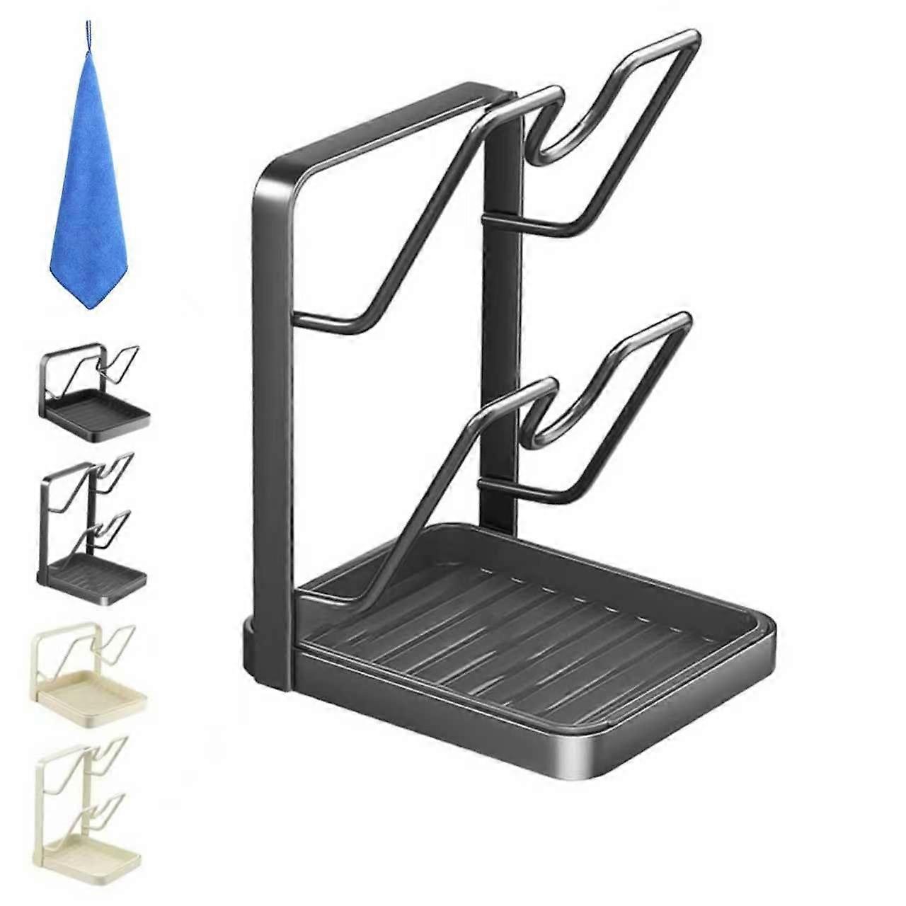 Pot Lid Organizer with RustResistant Carbon Steel, Double Layer Vertical Rack for SpaceSaving Kitchen