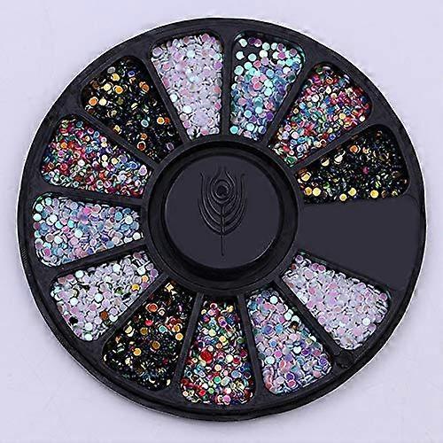 3D Nail Art Decorations White AB Crystal Rhinestones Wheel Pattern 6 for Easy Home Application