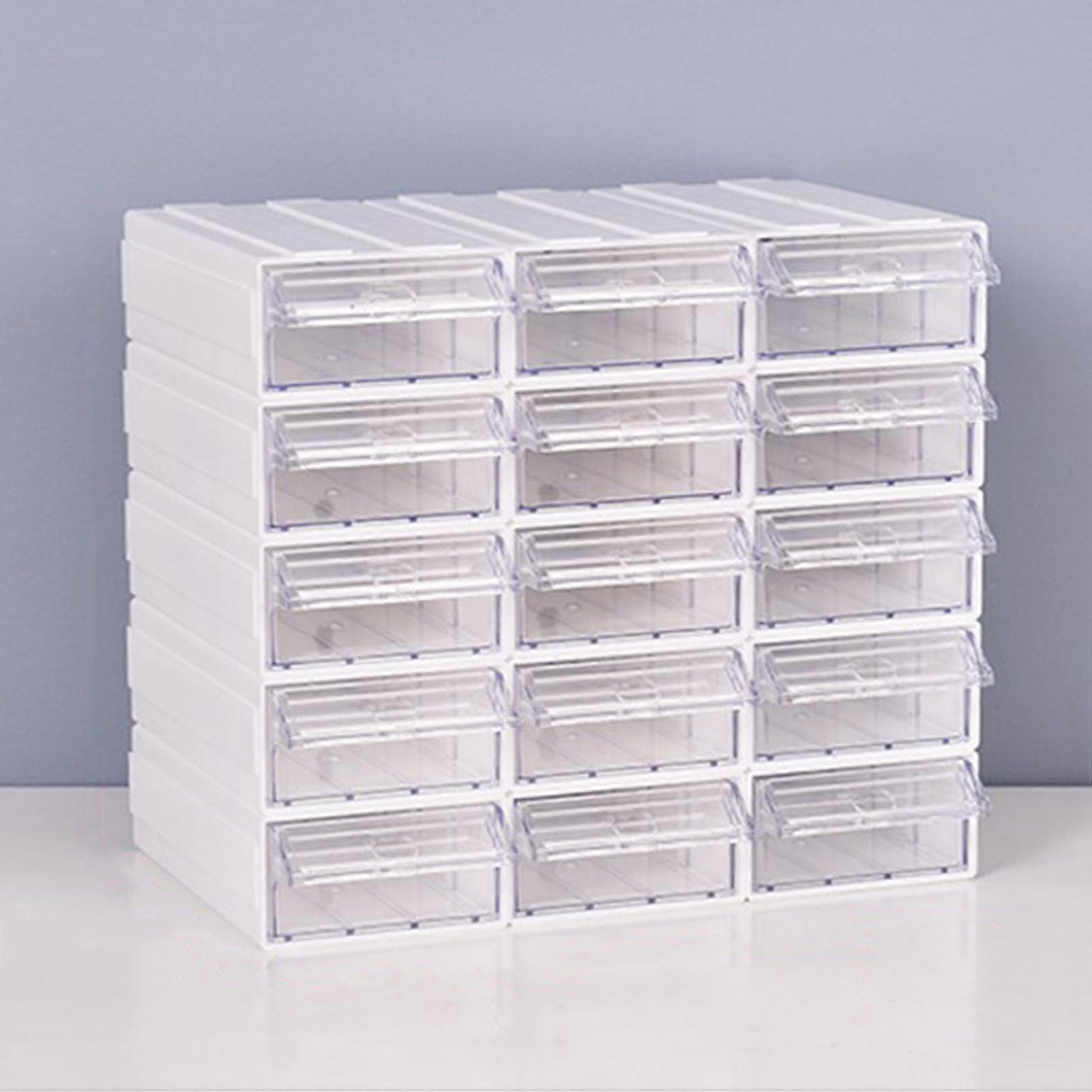 Modular Stackable Storage Drawers Organizer with Clear Drawers for Garage Tools Screws Hardware Cabinet