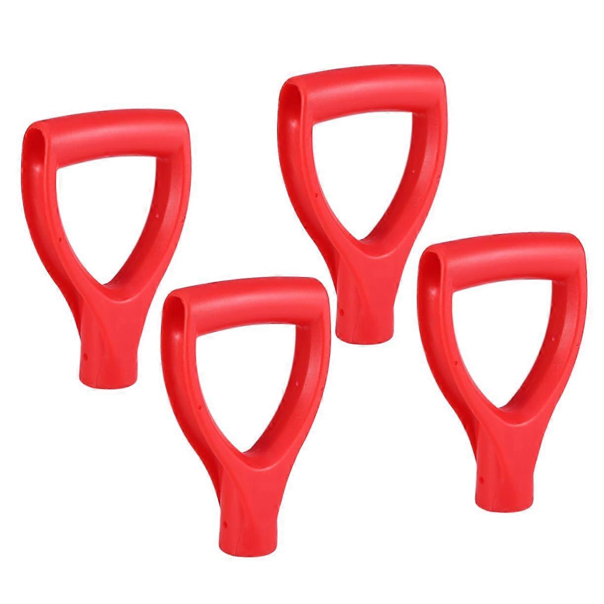 4pcs Red Plastic Shovel Handle Replacement Ergonomic DShaped Spade Grip for Garden Tools
