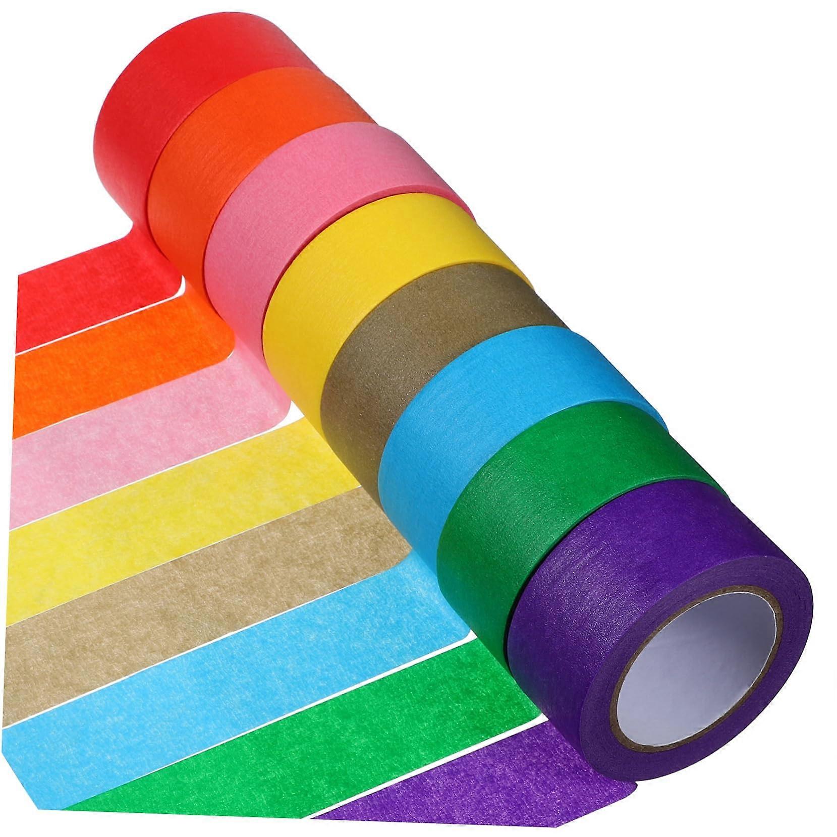 8 Rolls Colored Masking Tape Set Writable Clean Removal for Crafting DIY Labeling
