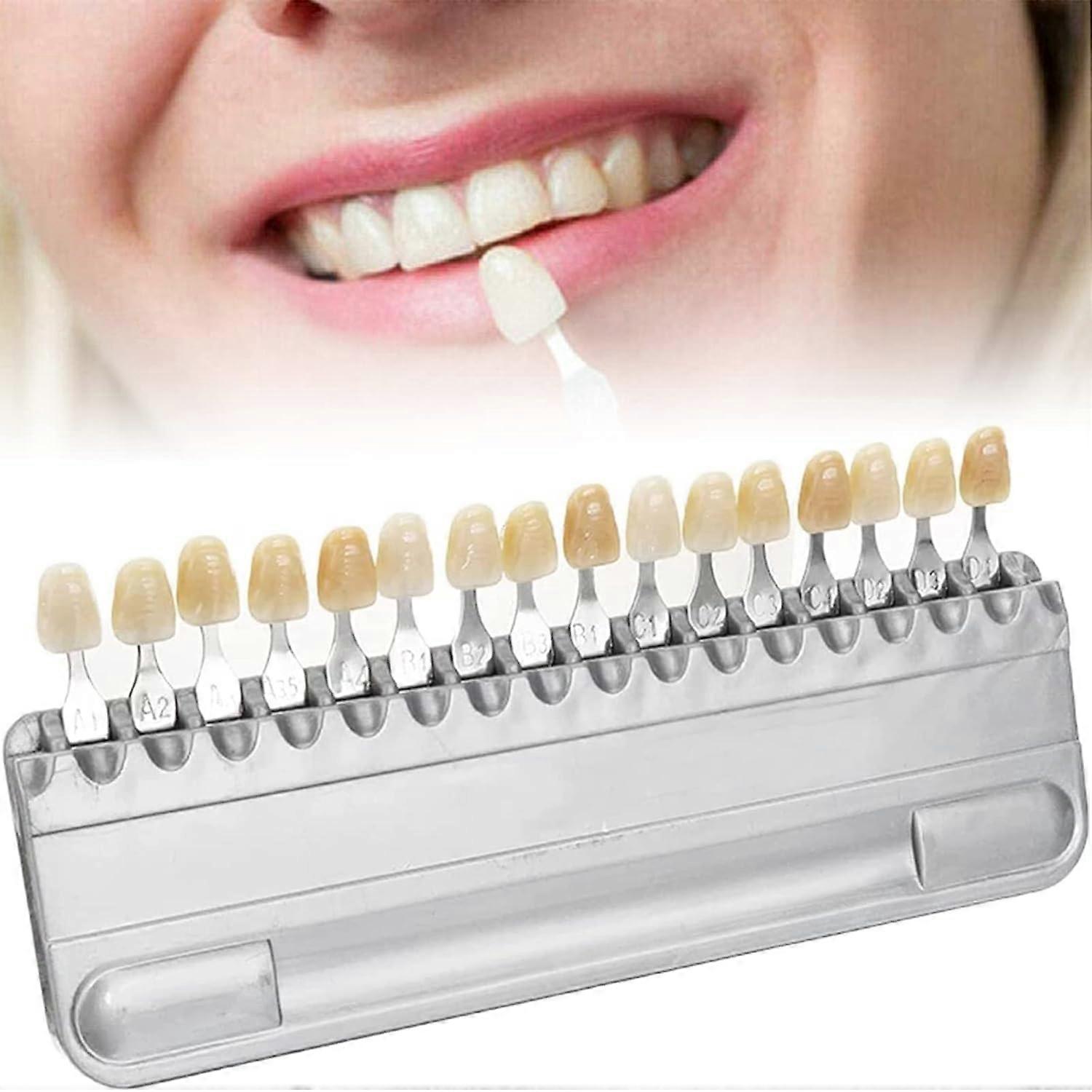 Tooth Shade Guide 16 Color Dental Chart for Whitening with Removable Numbered Tabs