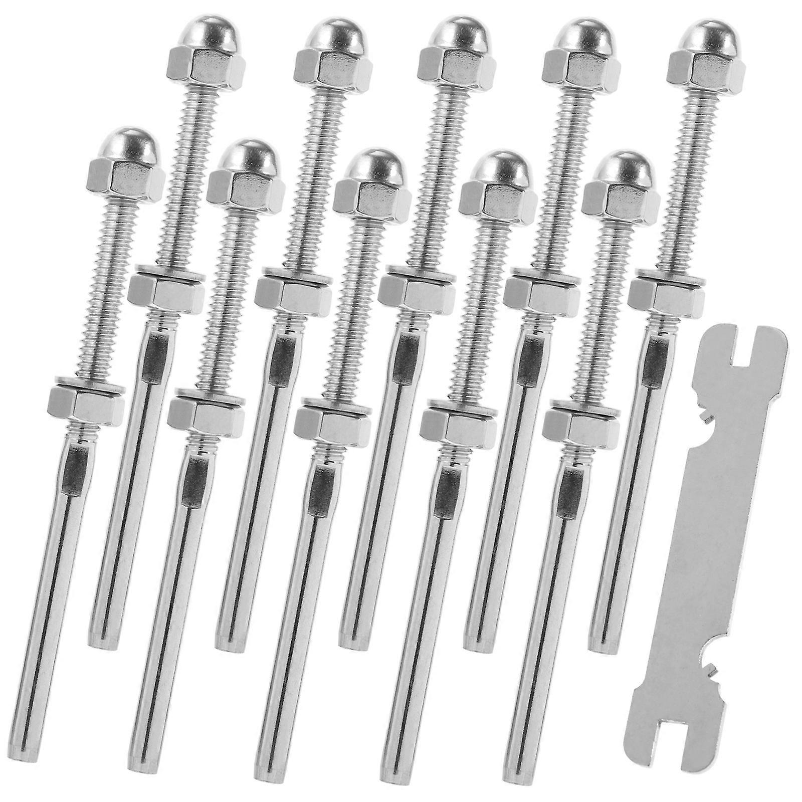Cable Railing System Threaded Terminal for Wire Rope 10Pcs Silver