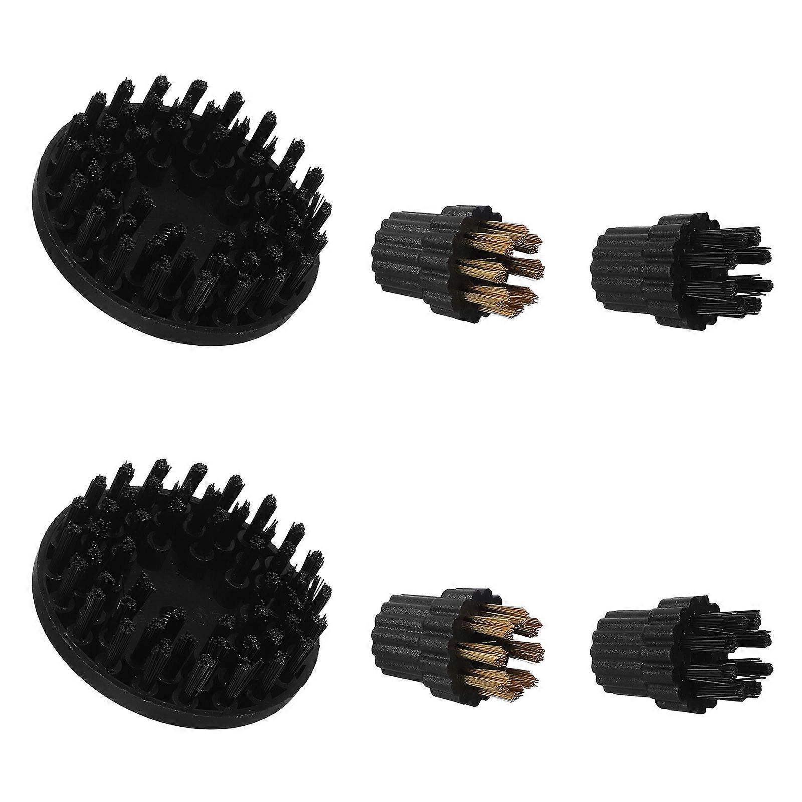 Steam Cleaning Machine Brush Head Attachments for Home Use 6Pcs Black Nylon Replacement