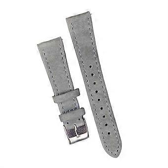 Grijze leren horlogeband 18 mm met snelsluiting en veilige zilverkleurige gesp (vervangingsonderdeel)
