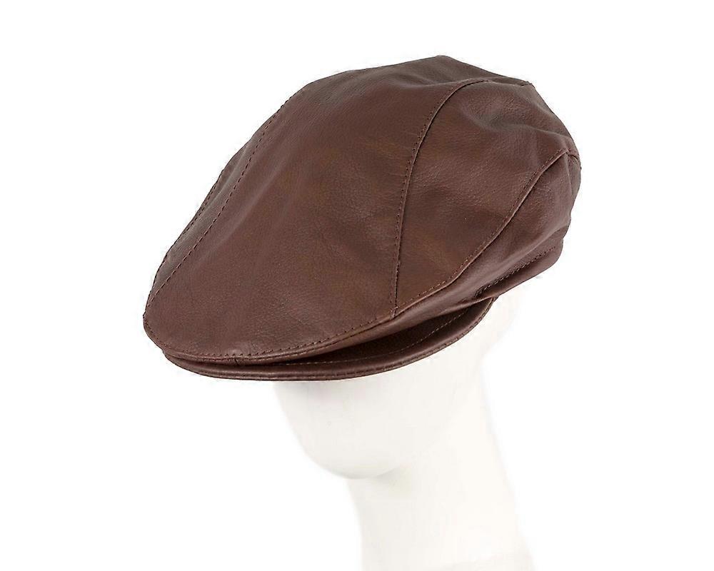 Brown Kangaroo leather flat cap by Jacaru J2500BR