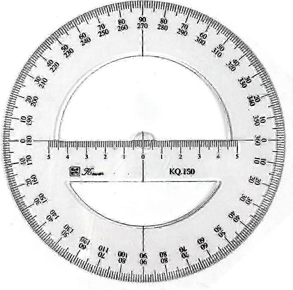 15cm Plastic 360 Full Circle Protractor Math Measuring Tool with Medium Angle Round Design for Accurate Measurement