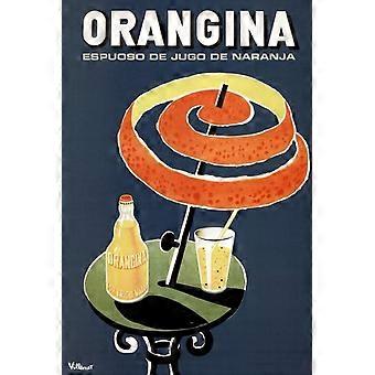 Bernard Villemot Orangina Anuncio publicitario de bebida de naranja vintage Paraguas de cáscara de naranja Rompecabezas de madera Estilo 0001