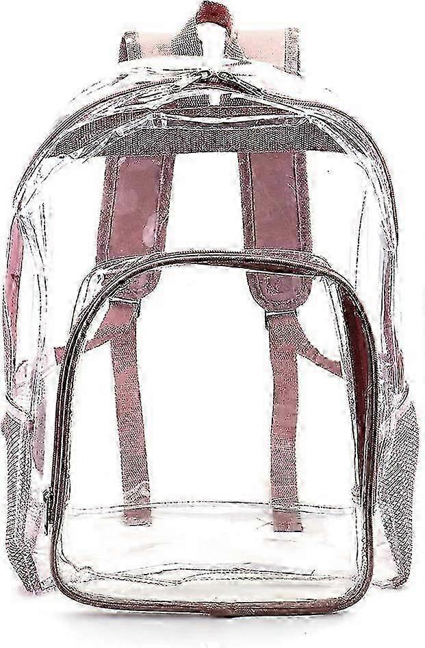 Heavy Duty Transparent Clear Backpack Plastic compatible with School Work (pink)