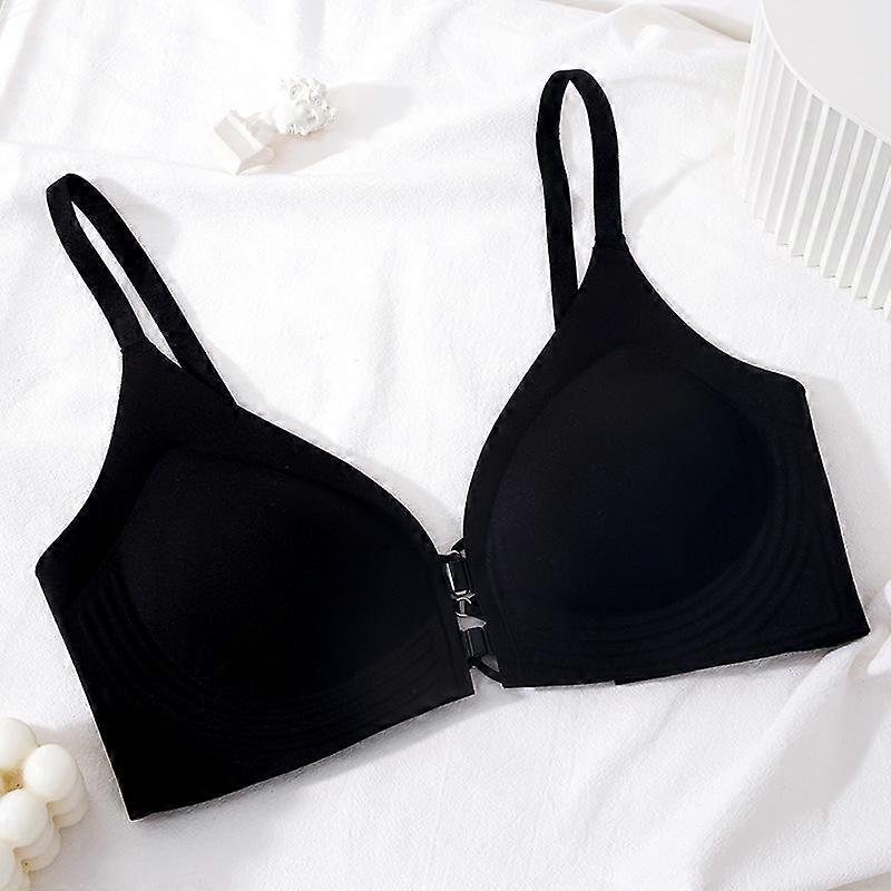 Pink Seamless Front Closure Wireless Bra with Adjustable Straps