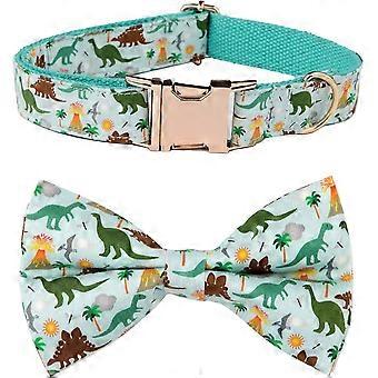 Dinosaur Dog Bow Tie Dog Collar.detachable Bowtie. Adjustable Collar For Small Medium Large Dogs