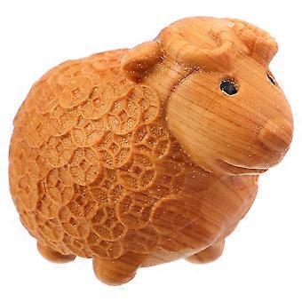 Hand-Carved Wooden Sheep Figurine Tabletop Small Sheep Carved Statue Collectible Wood Animal Sculpture for Home Office Garden Car