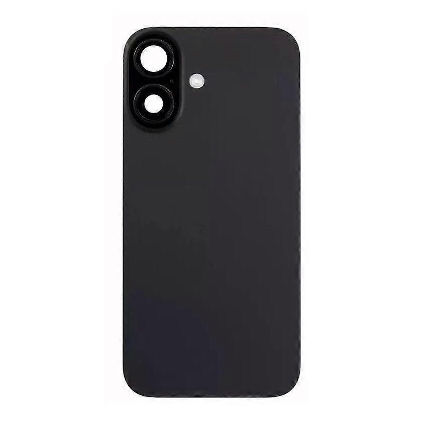 Glass Back For iPhone 16 Plus Black Plain with Camera Lens No Logo