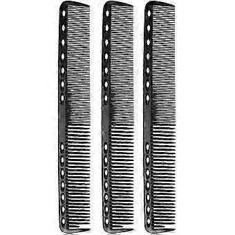 Professionelle hitzebeständige Barber Feinschneiden Friseur Faser Carbon Barber Kamm für Salon und Zuhause - Medium und fein Zahnbalck (3pcs)