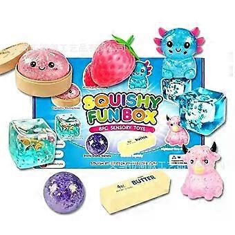 8 Stück/Box TPR Maltosegefülltes Squishy-Spielzeug, langsam aufsteigendes, stressabbauendes sensorisches Fidget-Spielzeug