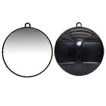 Rear View Makeup Mirror Cosmetic for 1 Handheld Round Rear View Barber Mirror Black