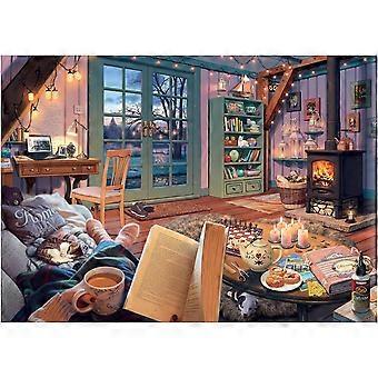 Cozy Retreat - Enjoy the Serenity of a Simple Scene Complete with Tea and a Good Book - Premium Quality - Puzzles for Adults SQZ1209