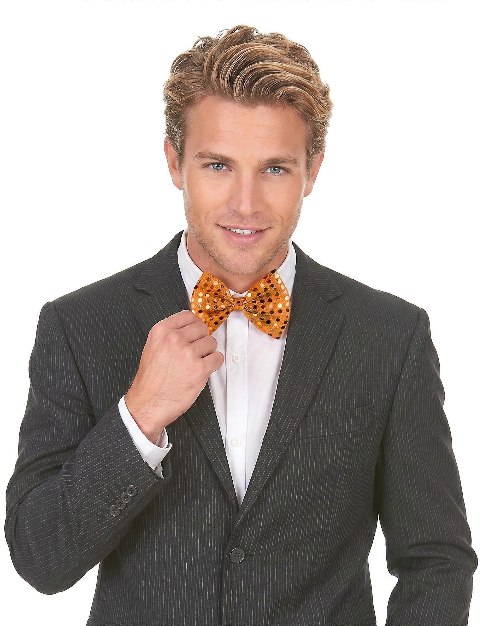 Adult orange bow tie with sequins