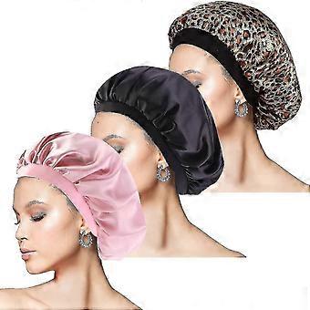 3 Pieces Satin Bonnet Sleep Cap, Sleep Silk Bonnet Wide Satin Cap Silk Sleep