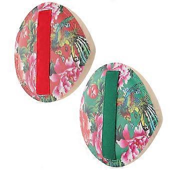 Wet and Dry Powder Puff 2Pcs Makeup Triangle with Floral Print