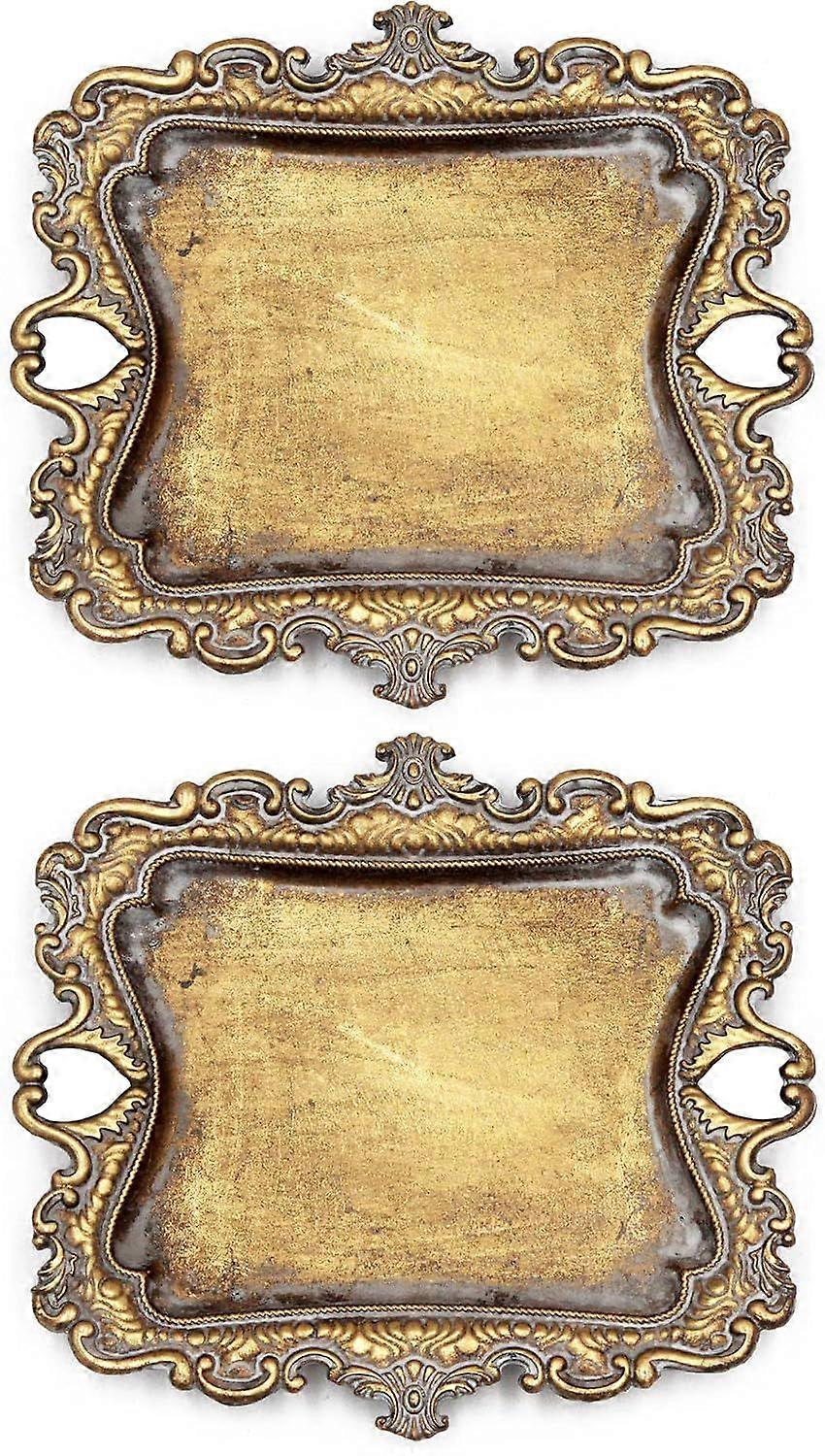 Vintage Small White Ring Dish,Wedding Ring Tray (Gold, 2Pack)