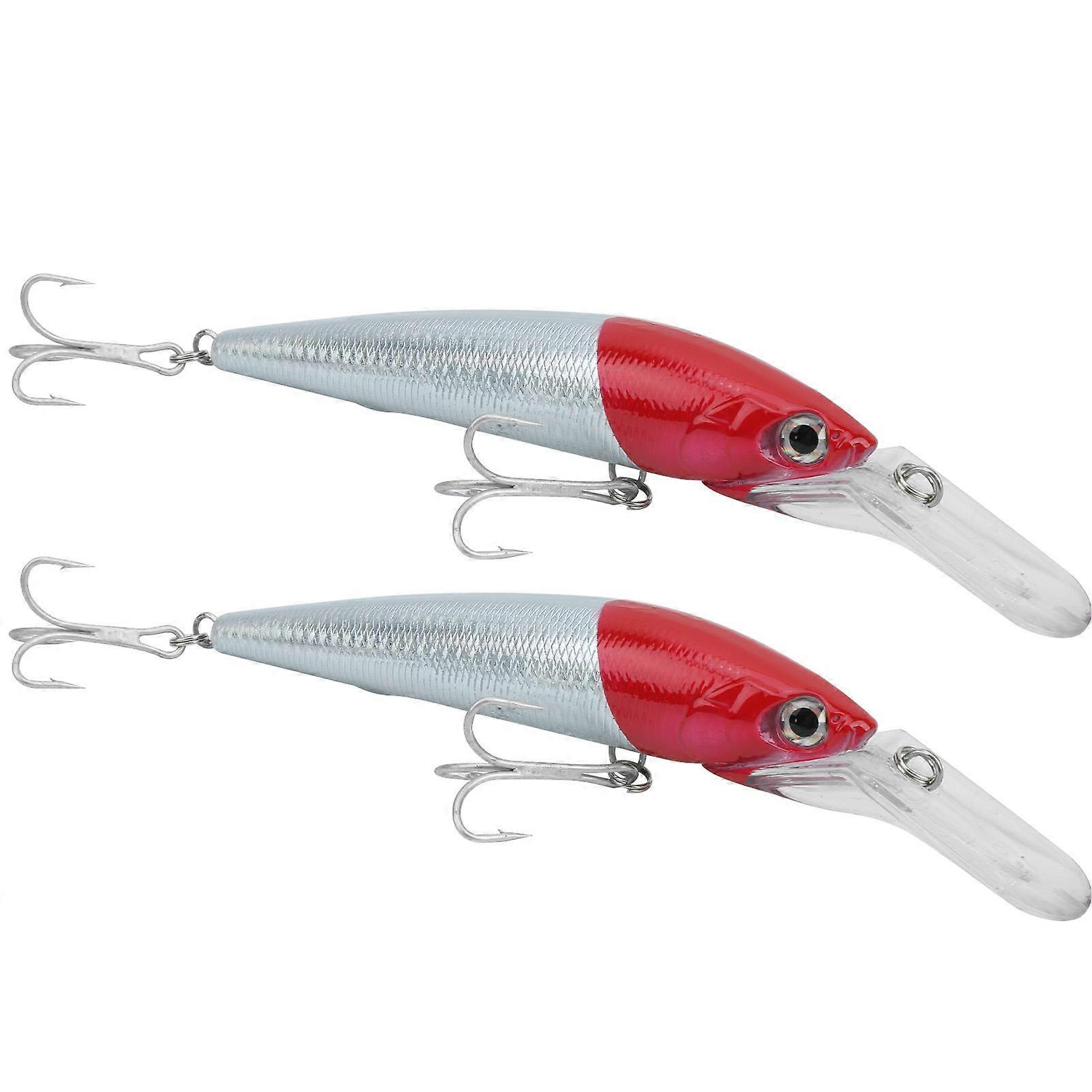 2Pcs Plastic Artificial Simulation Deep Diving Minnow Lure Bait Fishing Accessory1#