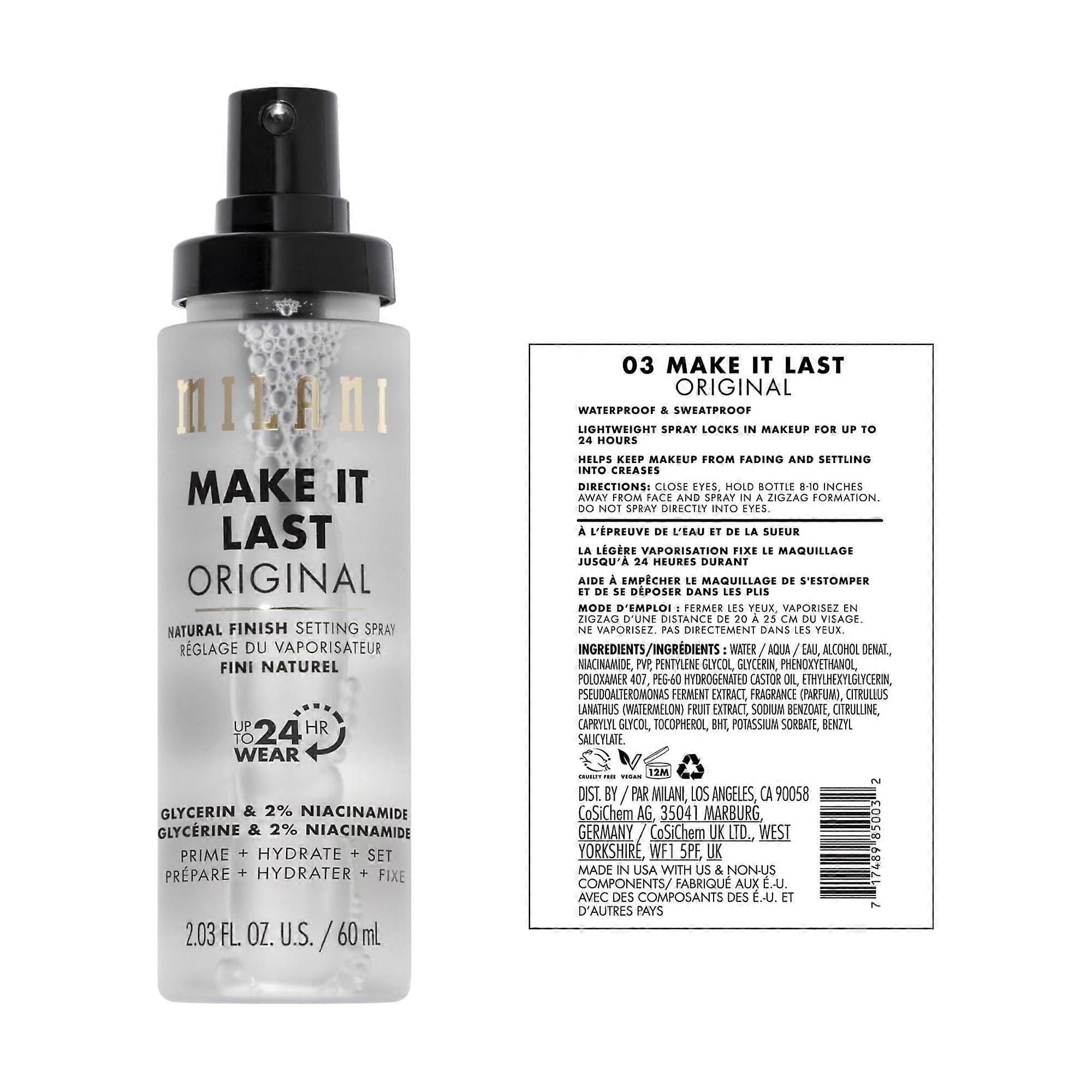 Milani Make It Last Prime + Correct + Set Setting Spray Natural Finish 2.03 Fl Oz