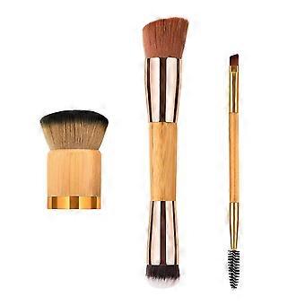 Powder Brush Bamboo Handle Nylon Bristles Makeup Brush Kit 9Pcs