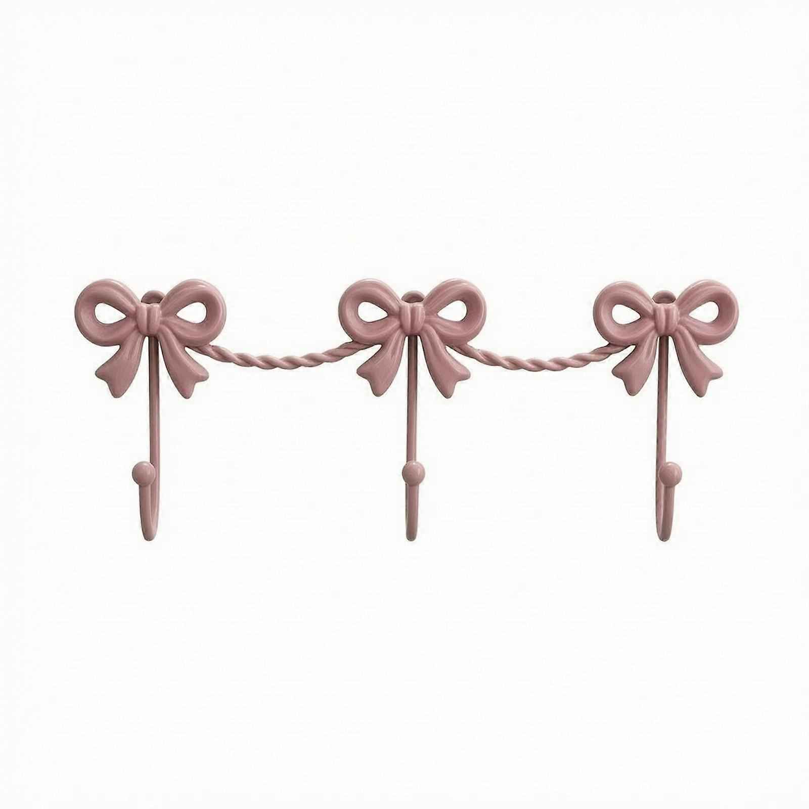 Space-Saving Bow Wall Hook | Iron Hook Rack with Three Bow-Shaped Hooks, for
